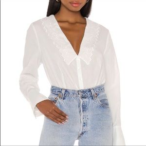 Free People Peter Pan Collar Janie Button Down Top